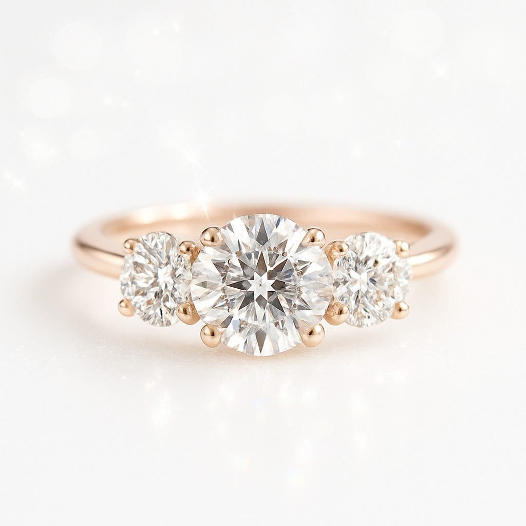 1 Carat Lab-Grown Trilogy Engagement Ring – Round Diamond