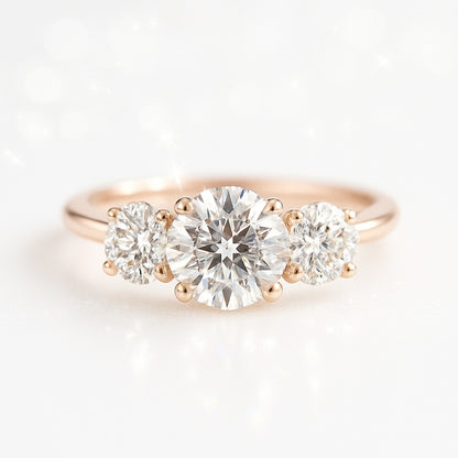 1 Carat Lab-Grown Trilogy Engagement Ring – Round Diamond