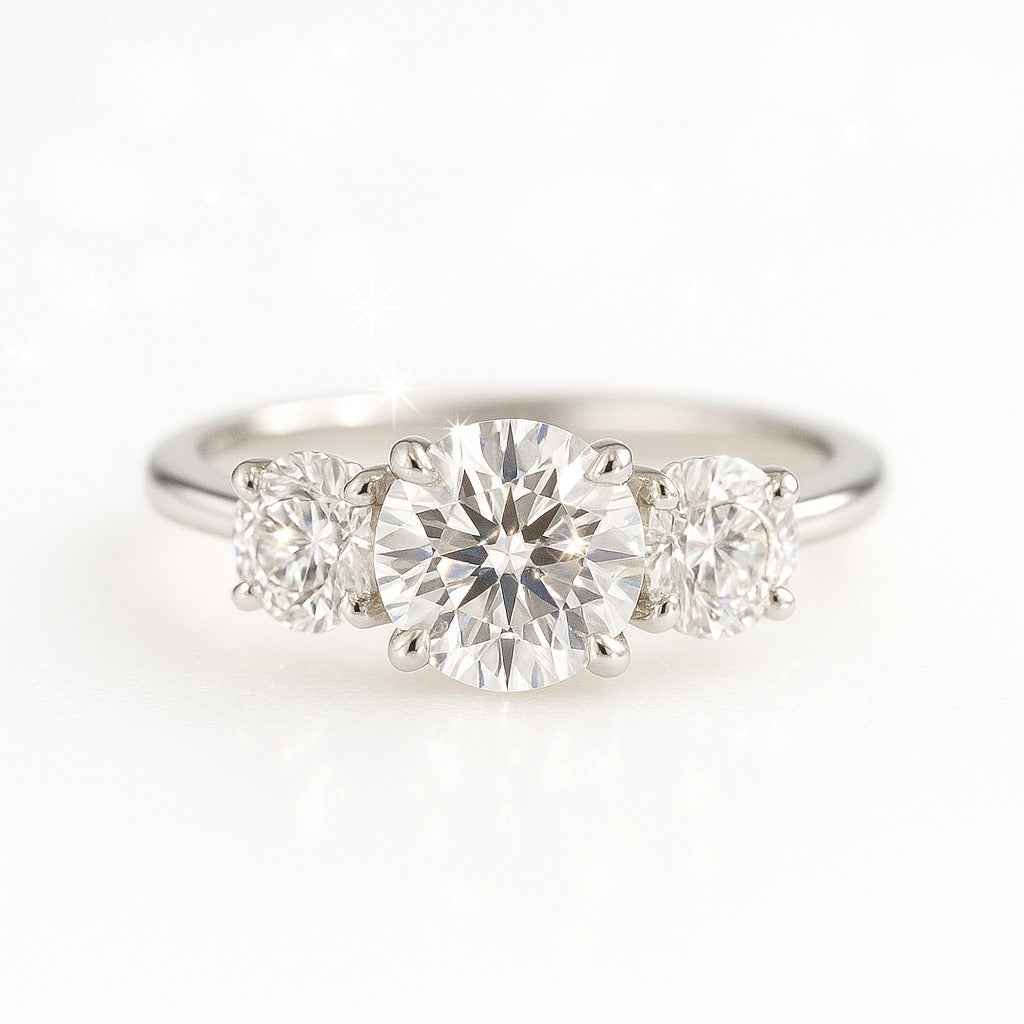 1 Carat Lab-Grown Trilogy Engagement Ring – Round Diamond