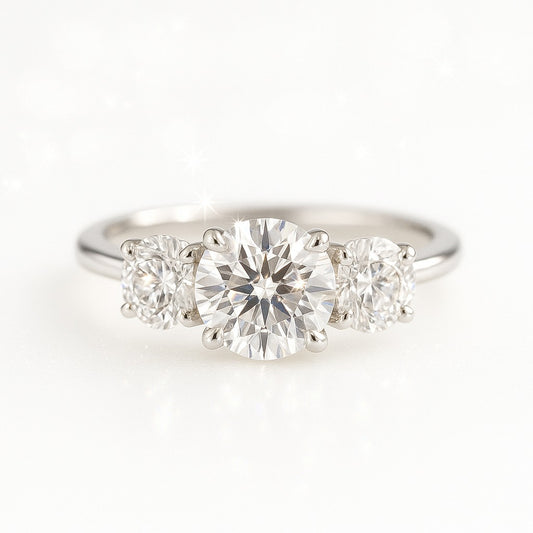 1 Carat Lab-Grown Trilogy Engagement Ring – Round Diamond