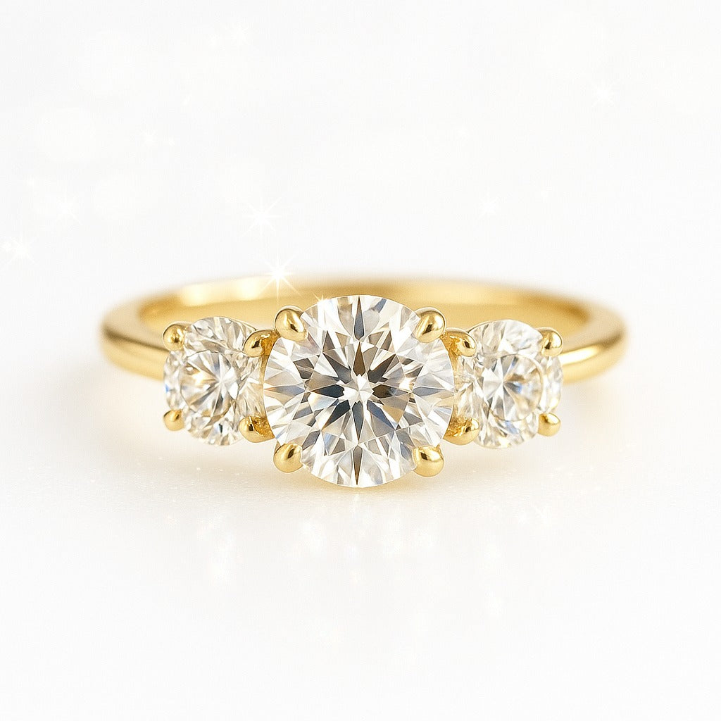 1 Carat Lab-Grown Trilogy Engagement Ring – Round Diamond