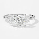 1 Carat Lab-Grown Trilogy Engagement Ring in 18k White Gold – Princess Cut Diamond