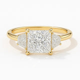 1 Carat Lab-Grown Trilogy Engagement Ring in 18k White Gold – Princess Cut Diamond
