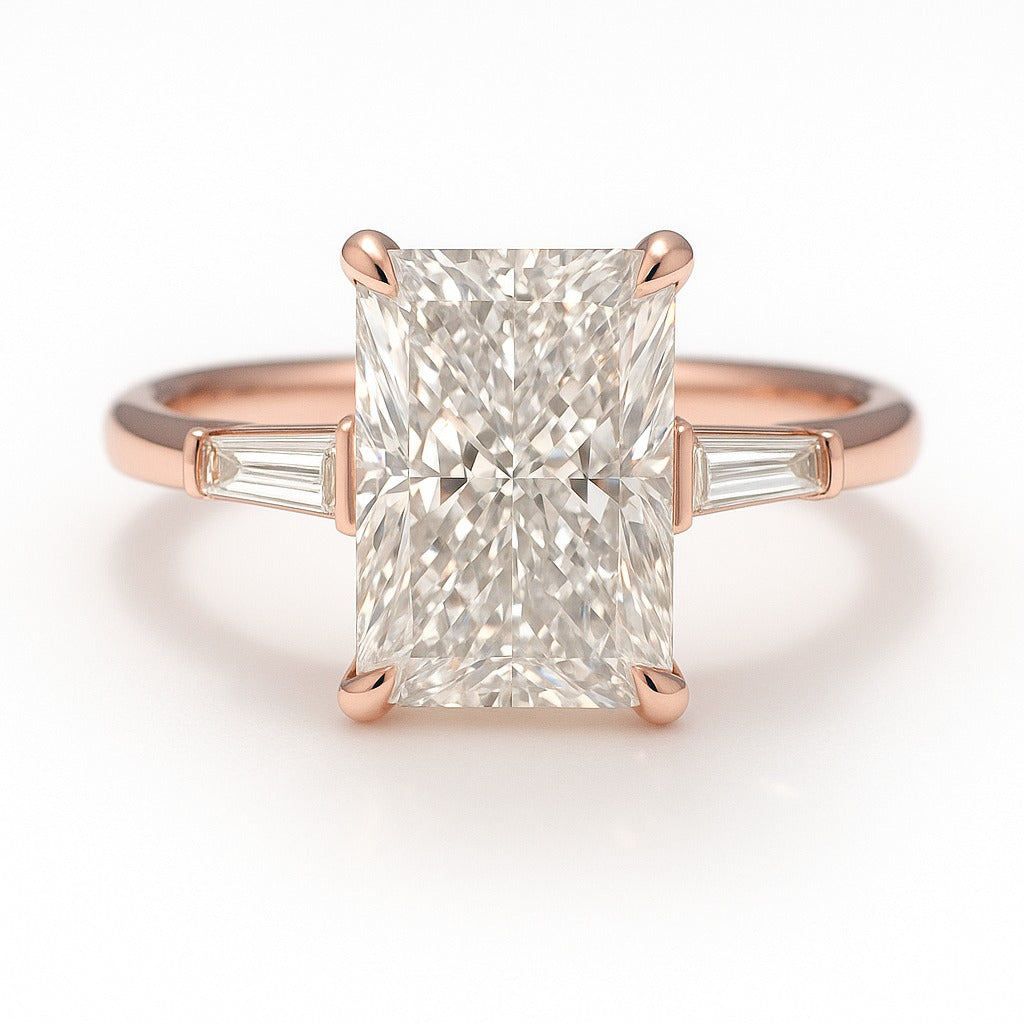 1 Carat Lab-Grown Trilogy Engagement Ring with Radiant Diamond