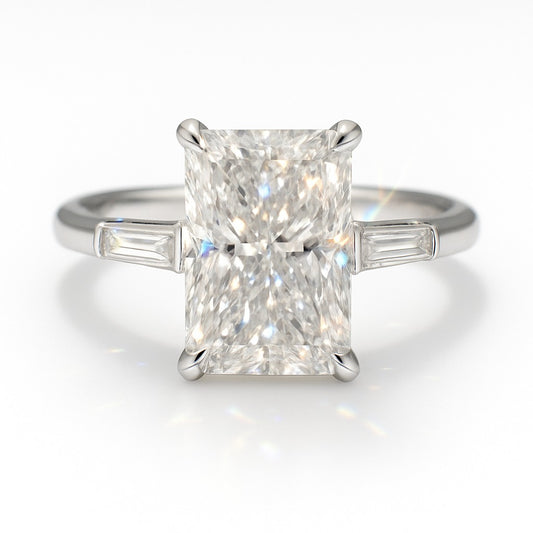 1 Carat Lab-Grown Trilogy Engagement Ring with Radiant Diamond