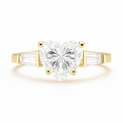 1 Carat Lab-grown Trilogy Engagement Ring with Heart-Shaped Diamond - 18k White Gold