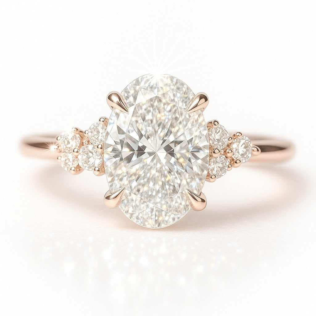 1 Carat Oval Lab-Grown Diamond Band Engagement Ring