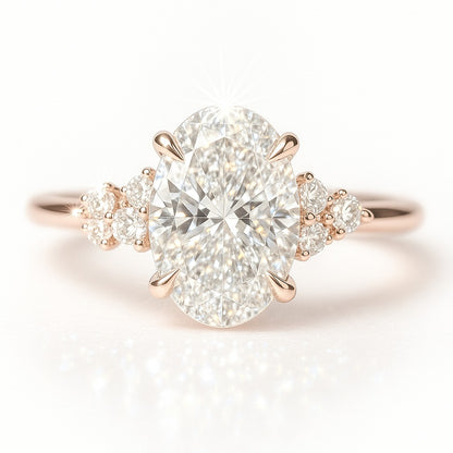1 Carat Oval Lab-Grown Diamond Band Engagement Ring