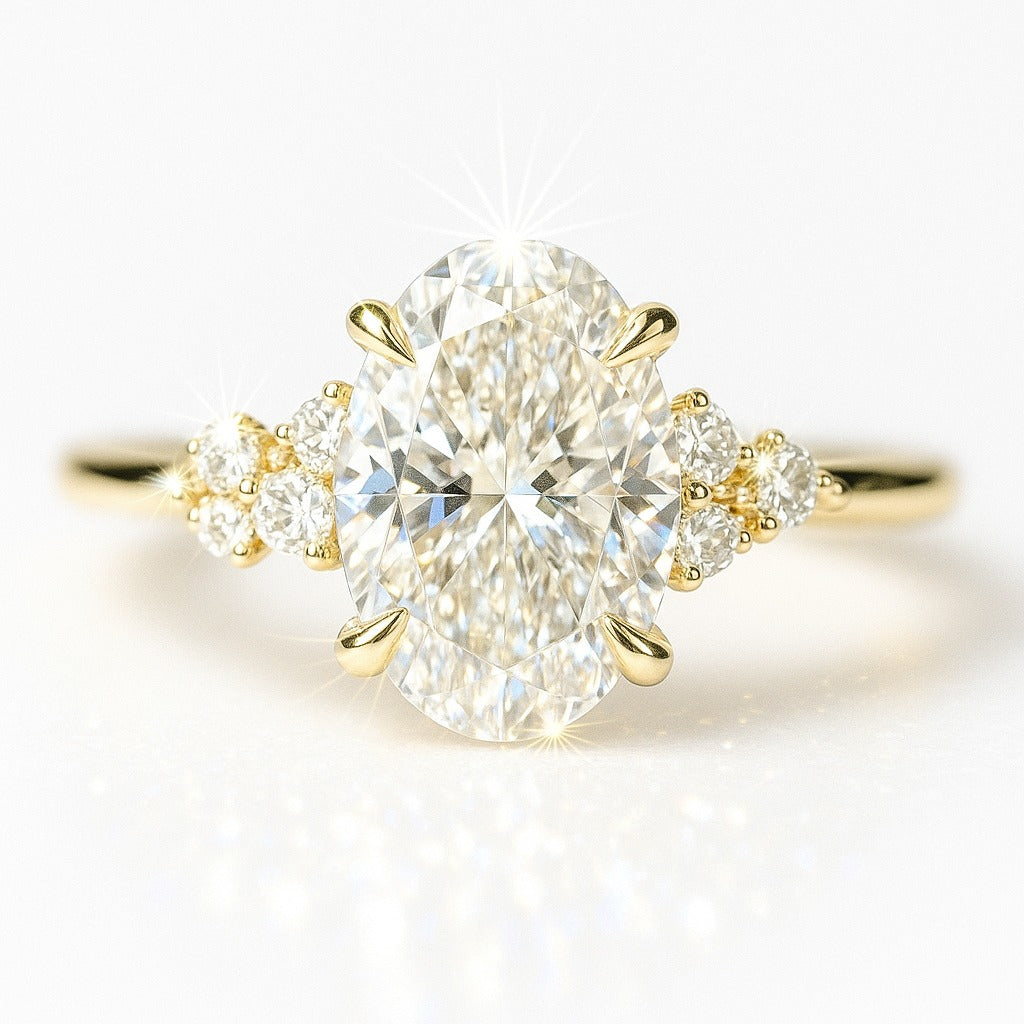1 Carat Oval Lab-Grown Diamond Band Engagement Ring