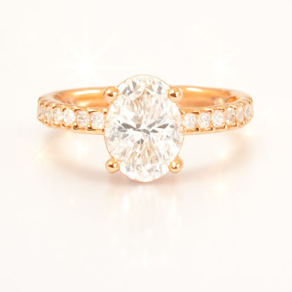1 Carat Oval Lab-Grown Diamond Band Engagement Ring