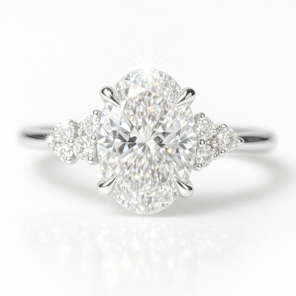1 Carat Oval Lab-Grown Diamond Band Engagement Ring