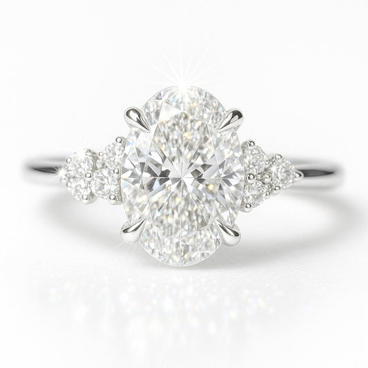 1 Carat Oval Lab-Grown Diamond Band Engagement Ring