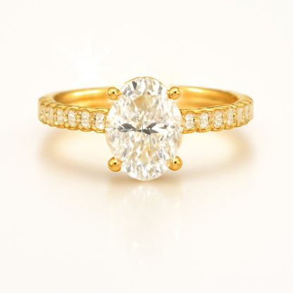1 Carat Oval Lab-Grown Diamond Band Engagement Ring