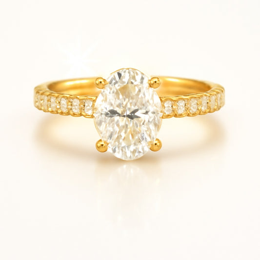 1 Carat Oval Lab-Grown Diamond Band Engagement Ring