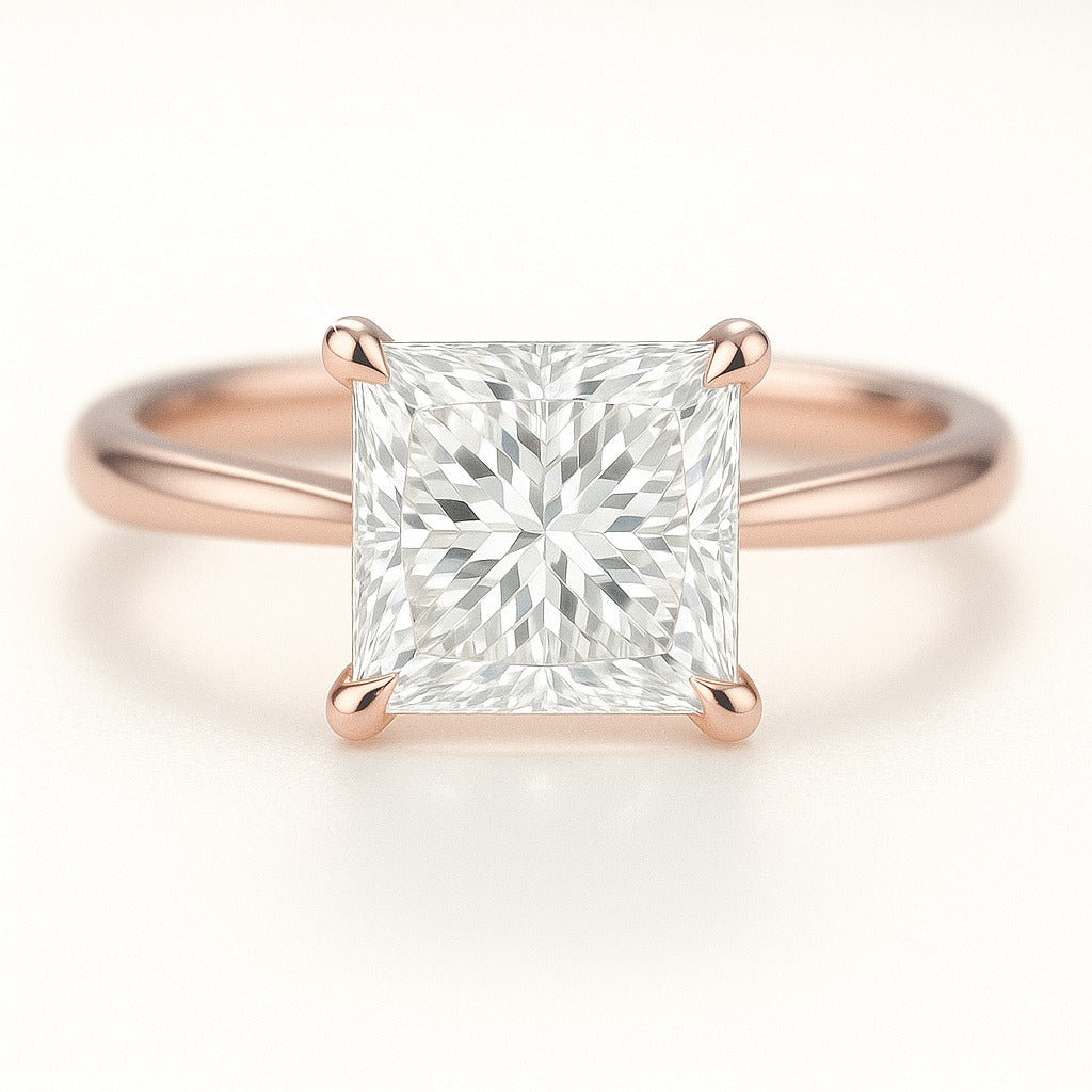 1 Carat Princess Cut Lab-Grown Diamond Solitaire Engagement Ring - 18K White Gold