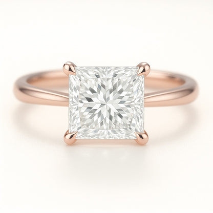 1 Carat Princess Cut Lab-Grown Diamond Solitaire Engagement Ring - 18K White Gold