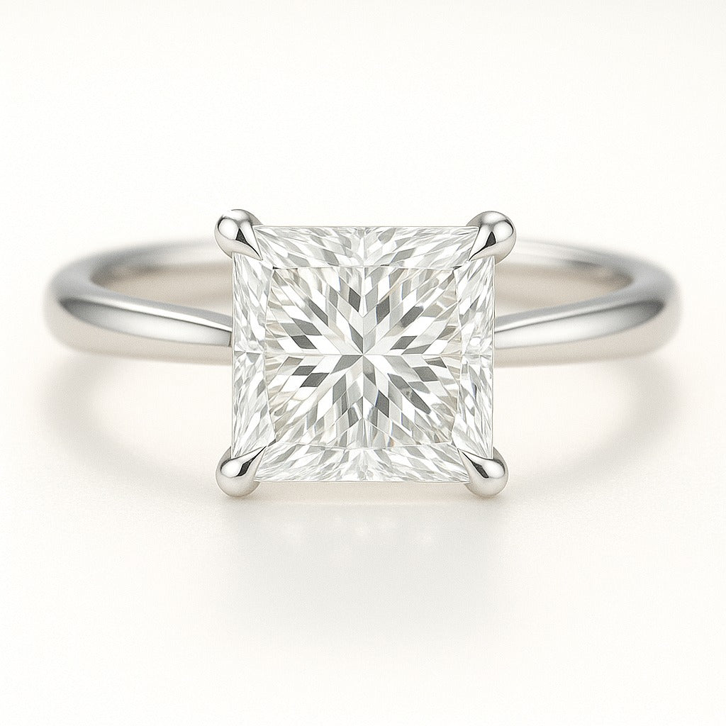 1 Carat Princess Cut Lab-Grown Diamond Solitaire Engagement Ring - 18K White Gold