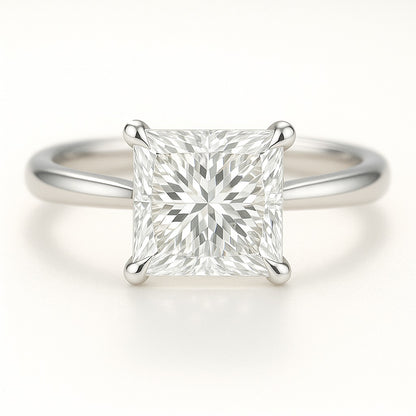 1 Carat Princess Cut Lab-Grown Diamond Solitaire Engagement Ring - 18K White Gold