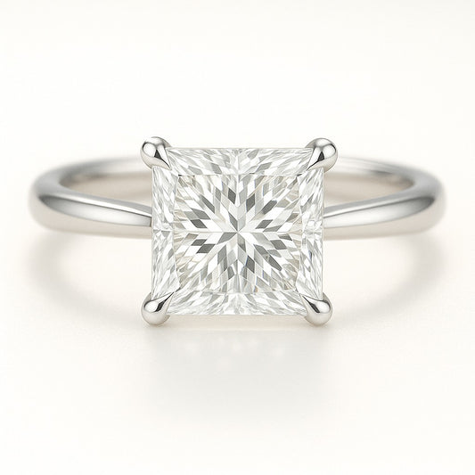 1 Carat Princess Cut Lab-Grown Diamond Solitaire Engagement Ring - 18K White Gold