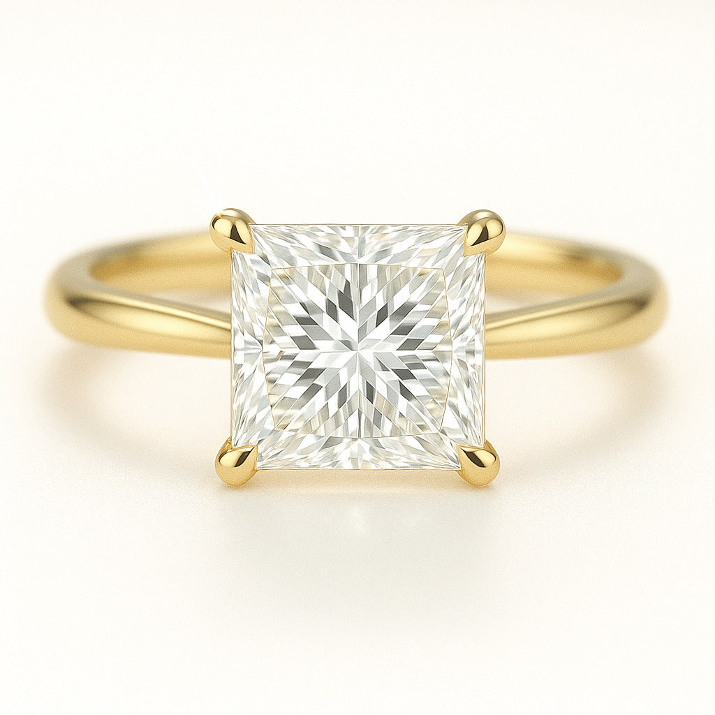 1 Carat Princess Cut Lab-Grown Diamond Solitaire Engagement Ring - 18K White Gold