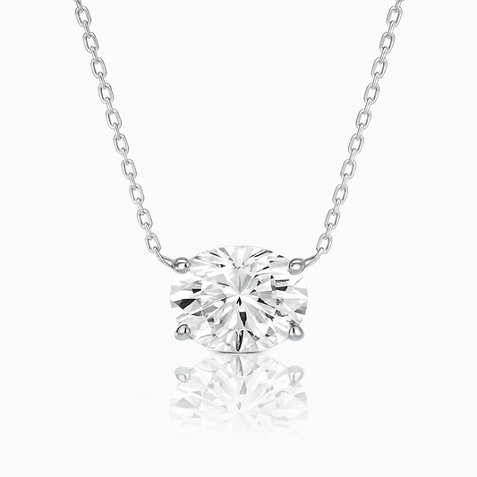 1ct - Oval Diamond Pendant - 18k White Gold