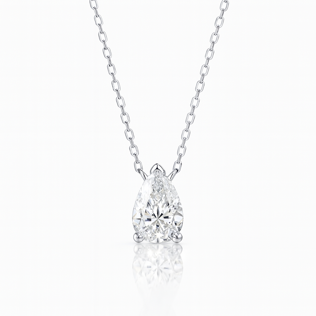 1ct - Pear Diamond Pendant – 18k White Gold