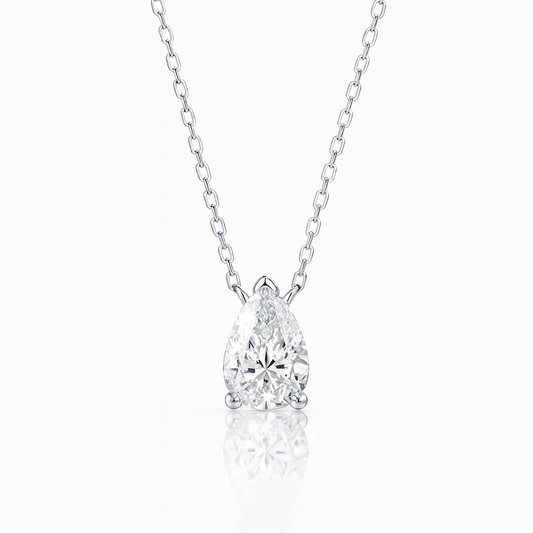 1ct - Pear Diamond Pendant – 18k White Gold