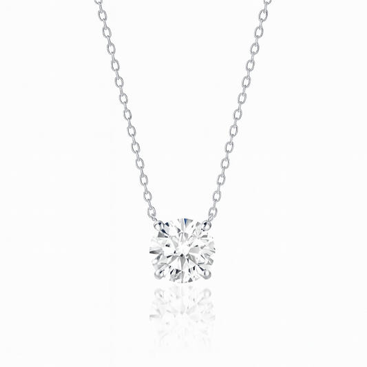 1ct - Round Diamond Pendant in 18 White Gold