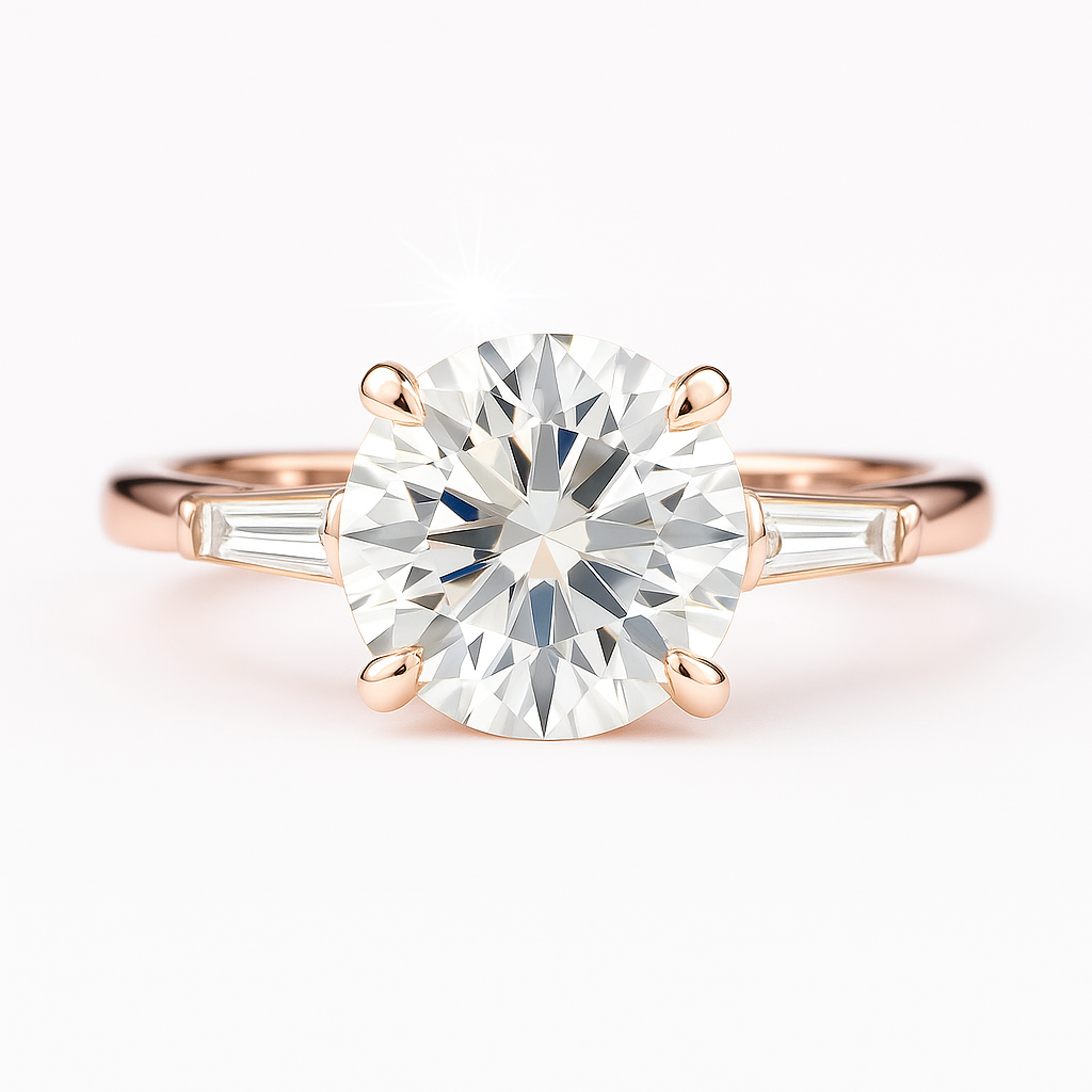 2.5 Carat Lab-Grown Trilogy Engagement Ring – Round Brilliant Diamond