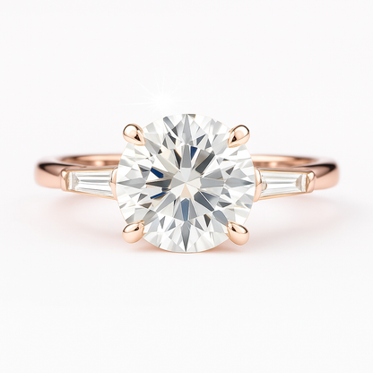 2.5 Carat Lab-Grown Trilogy Engagement Ring – Round Brilliant Diamond