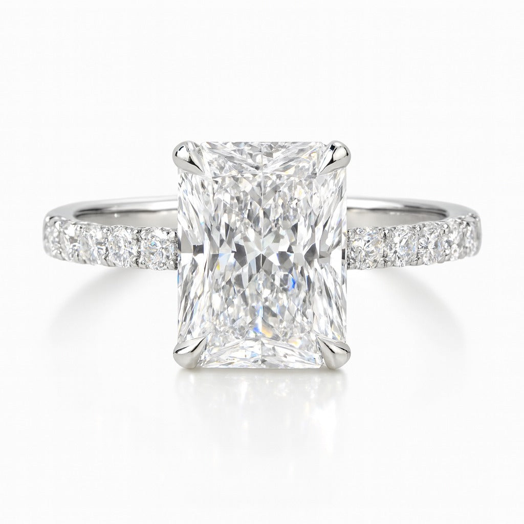 2.5 Carat Lab-Grown Diamond Band Engagement Ring - Radiant Cut