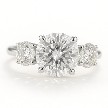 2.5 Carat Lab-Grown Diamond Trilogy Engagement Ring – Round Cut