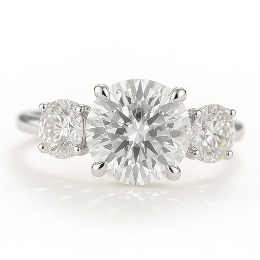 2.5 Carat Lab-Grown Diamond Trilogy Engagement Ring – Round Cut
