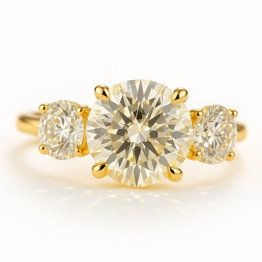 2.5 Carat Lab-Grown Diamond Trilogy Engagement Ring – Round Cut