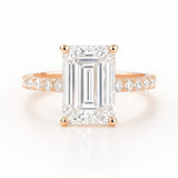 2.5 Carat Lab-Grown Emerald-Cut Diamond Band Engagement Ring - 18k Yellow Gold