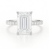 2.5 Carat Lab-Grown Emerald-Cut Diamond Band Engagement Ring - 18k Yellow Gold