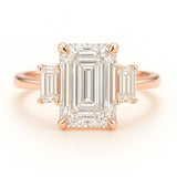 2.5 Carat Lab-Grown Emerald-Cut Trilogy Engagement Ring - 18k Yellow Gold
