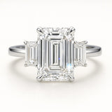 2.5 Carat Lab-Grown Emerald-Cut Trilogy Engagement Ring - 18k Yellow Gold