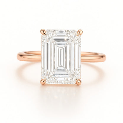 2.5 Carat Lab-Grown Emerald Cut Solitaire Engagement Ring - 18k Yellow Gold