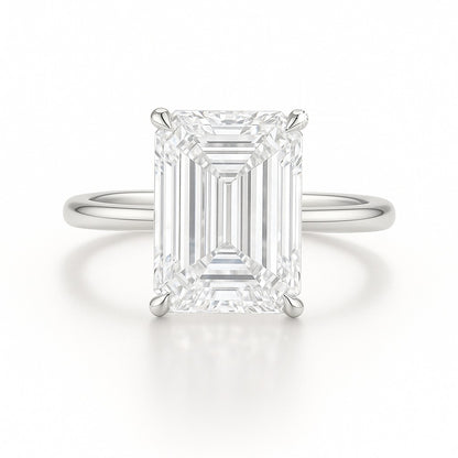 2.5 Carat Lab-Grown Emerald Cut Solitaire Engagement Ring - 18k Yellow Gold