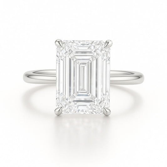 2.5 Carat Lab-Grown Emerald Cut Solitaire Engagement Ring - 18k Yellow Gold