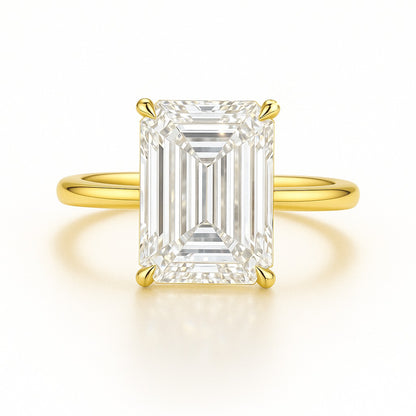 2.5 Carat Lab-Grown Emerald Cut Solitaire Engagement Ring - 18k Yellow Gold