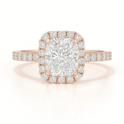 2.5 Carat Lab-Grown Halo Engagement Ring Radiant Diamond – 18k White Gold