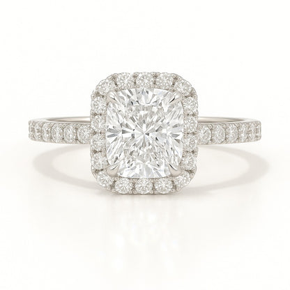 2.5 Carat Lab-Grown Halo Engagement Ring Radiant Diamond – 18k White Gold