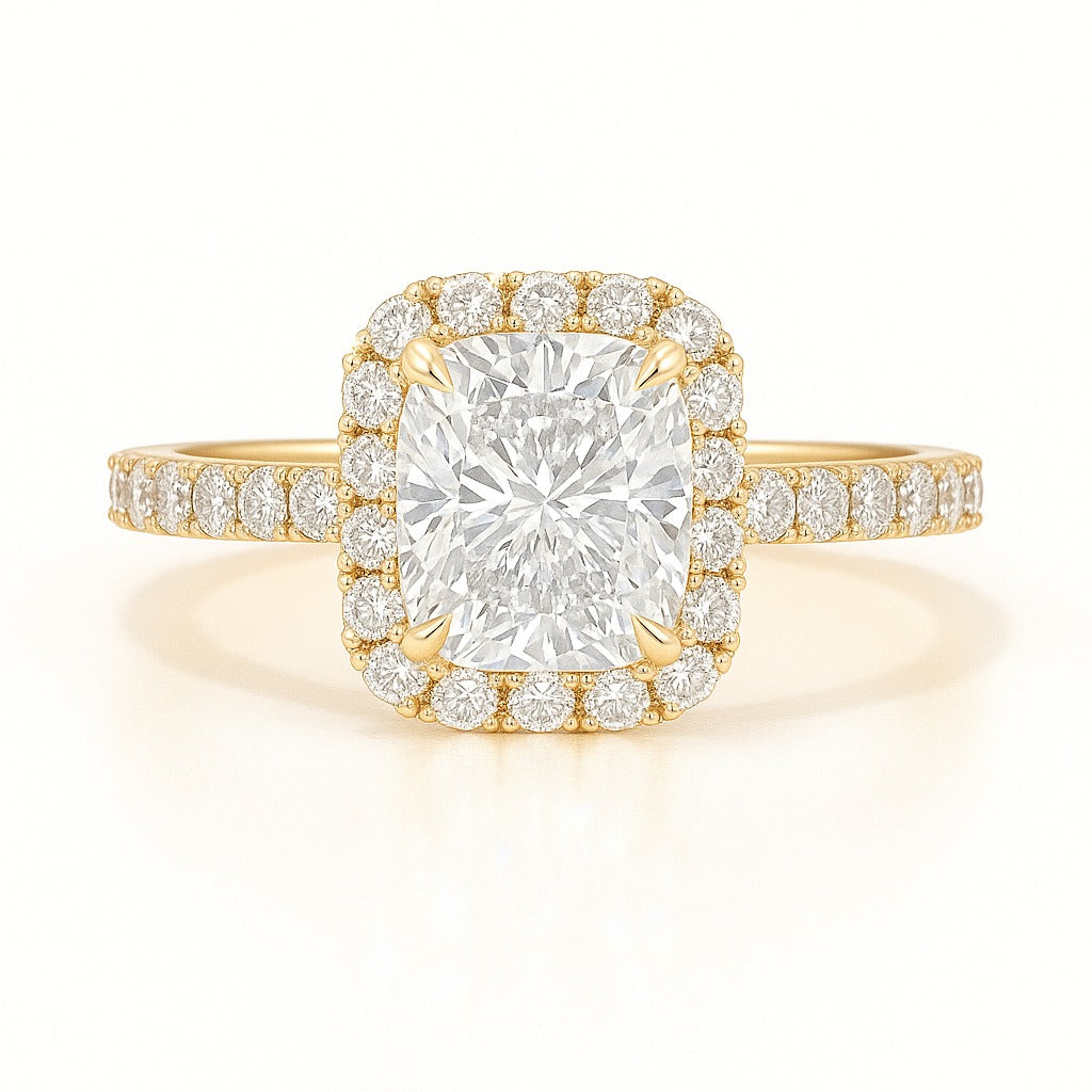 2.5 Carat Lab-Grown Halo Engagement Ring Radiant Diamond – 18k White Gold