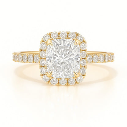 2.5 Carat Lab-Grown Halo Engagement Ring Radiant Diamond – 18k White Gold