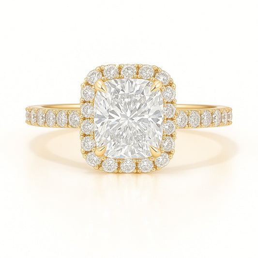 2.5 Carat Lab-Grown Halo Engagement Ring Radiant Diamond – 18k White Gold