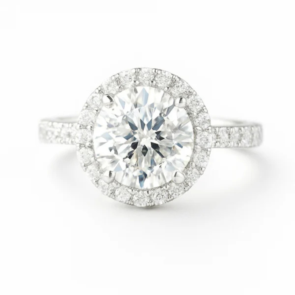 2.5 Carat Lab-Grown Halo Engagement Ring – Round Cut Diamond