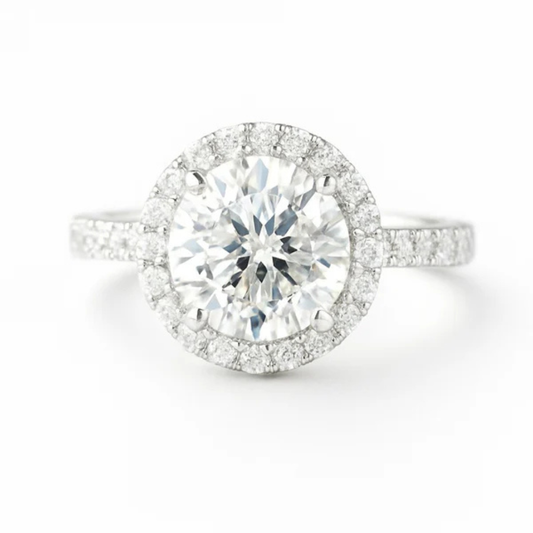 2.5 Carat Lab-Grown Halo Engagement Ring – Round Cut Diamond