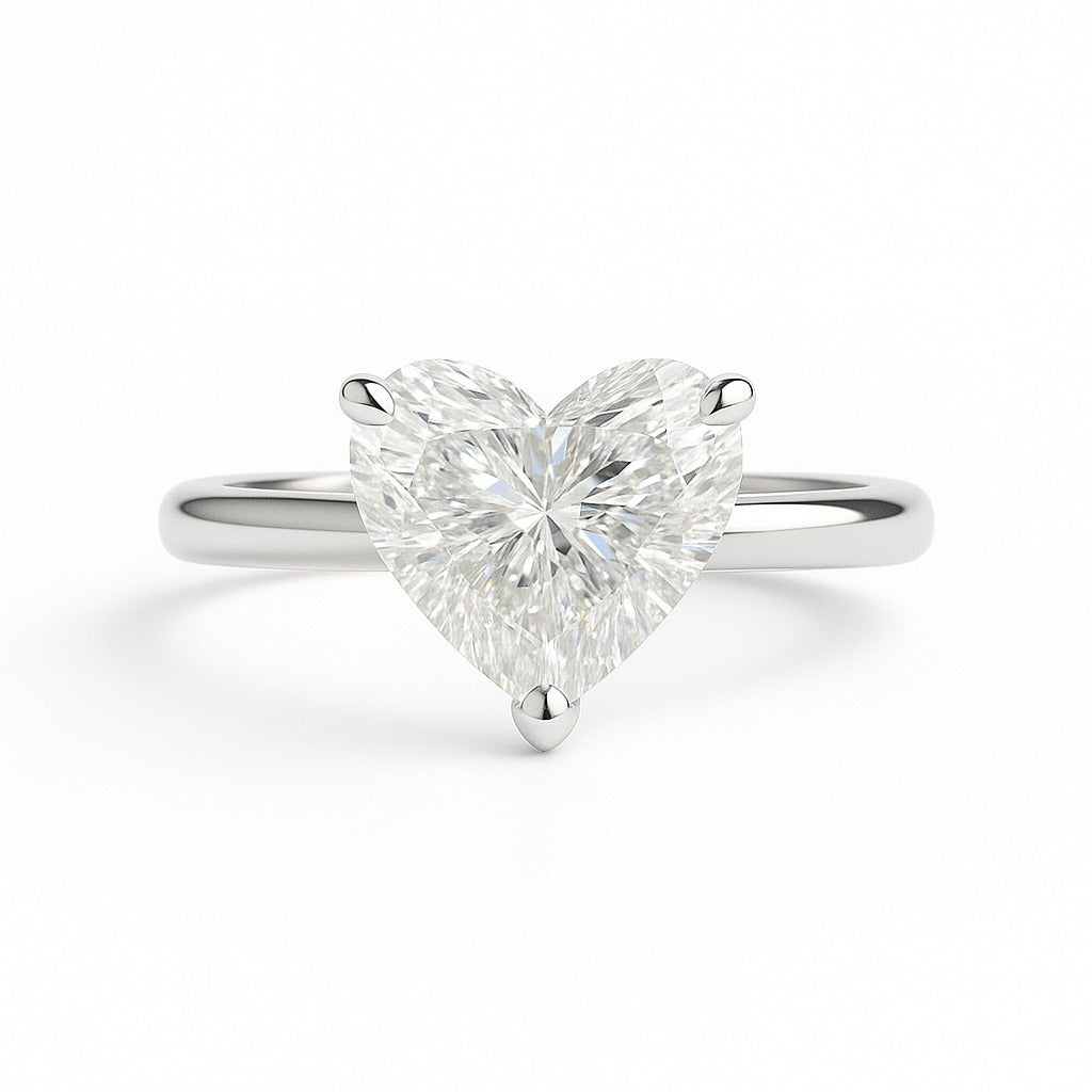 2.5 Carat Lab-Grown Heart Diamond Solitaire Engagement Ring - 18k White Gold